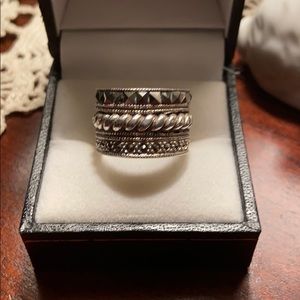 Sterling silver wide triple band ring
